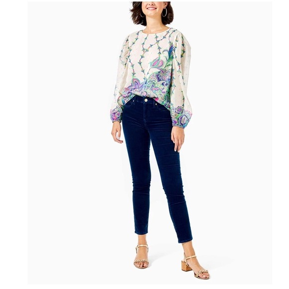 Lilly Pulitzer  High Rise Plush Skinny Pant-Luna Wash S 2 Dopamine Boho - Picture 2 of 12